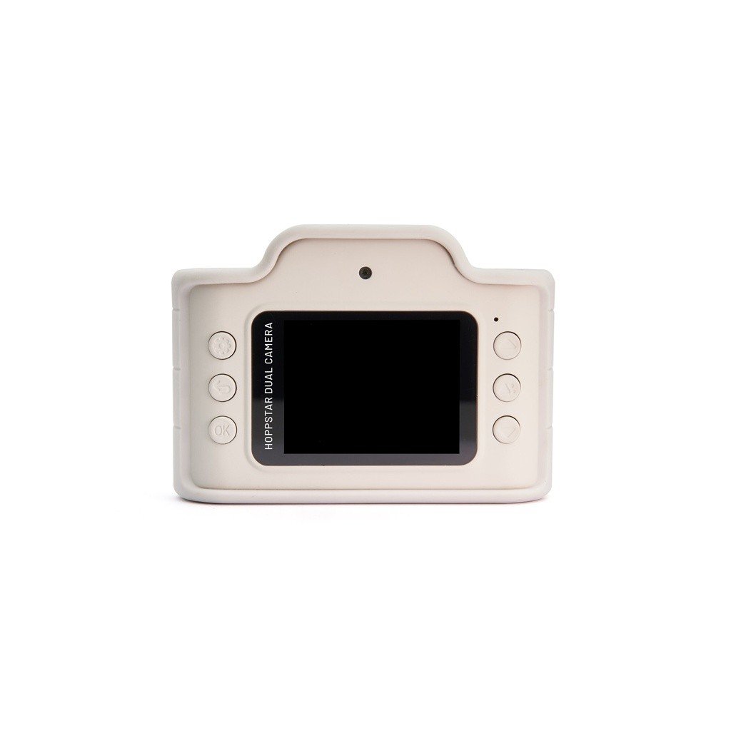 3. Back view of white Hoppstar Expert children's camera showing screen and buttons