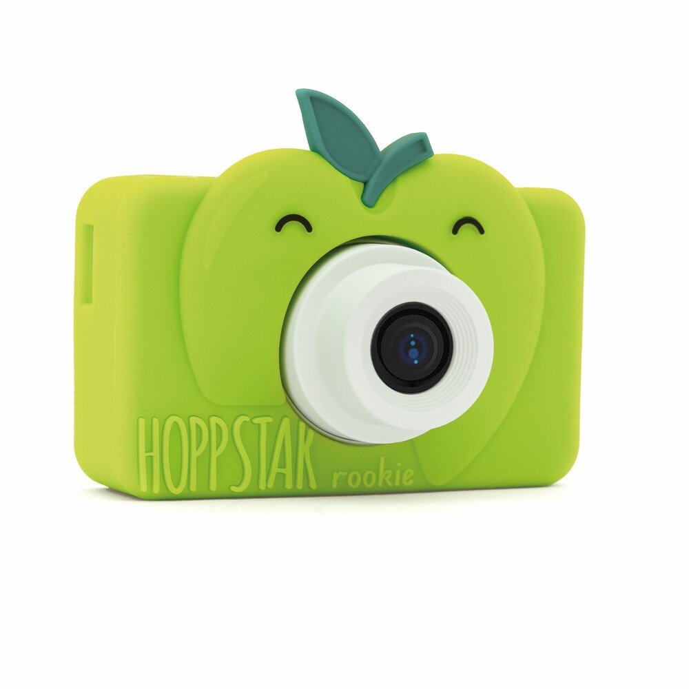 2. Green Hoppstar Rookie camera with smiling face design on clean white background