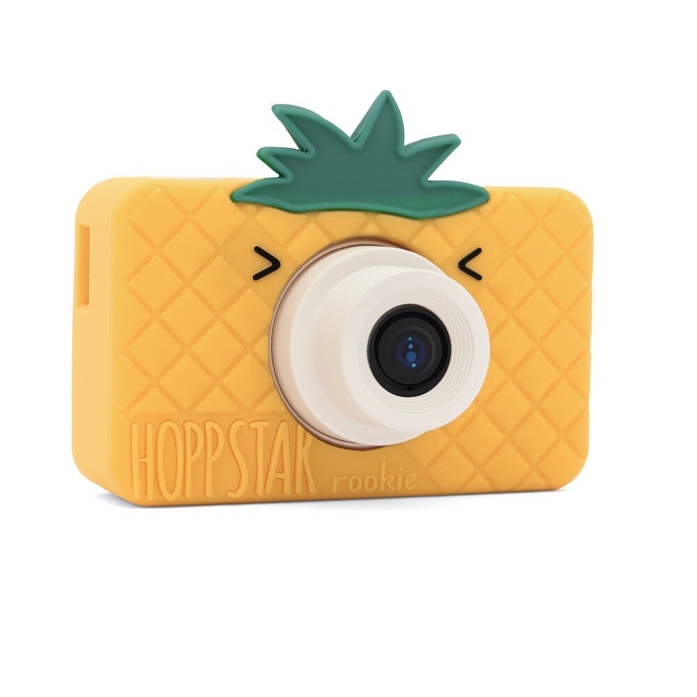 2. Yellow Hoppstar Rookie camera with pineapple design on clean white background