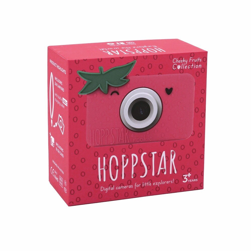 2. Pink Hoppstar Rookie camera packaging with leaf design on clean white background