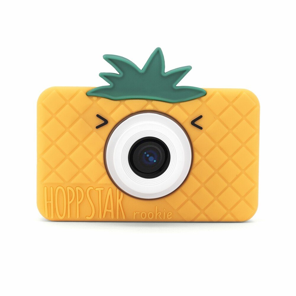 2. Yellow Hoppstar Rookie camera with pineapple design on clean white background