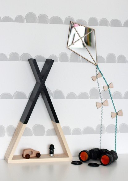 3. Kite mirror with shatterproof acrylic and wooden frame in children's room with toys
