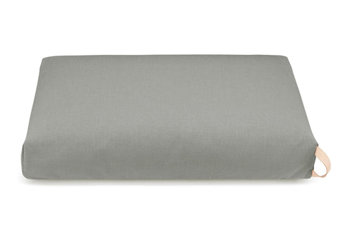 2. Dark grey Kiima cushion with natural leather handle on white background