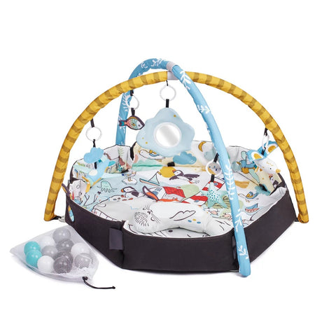 2. Kinderkraft Smartplay Sea playmat with plush toys and colorful balls on white background