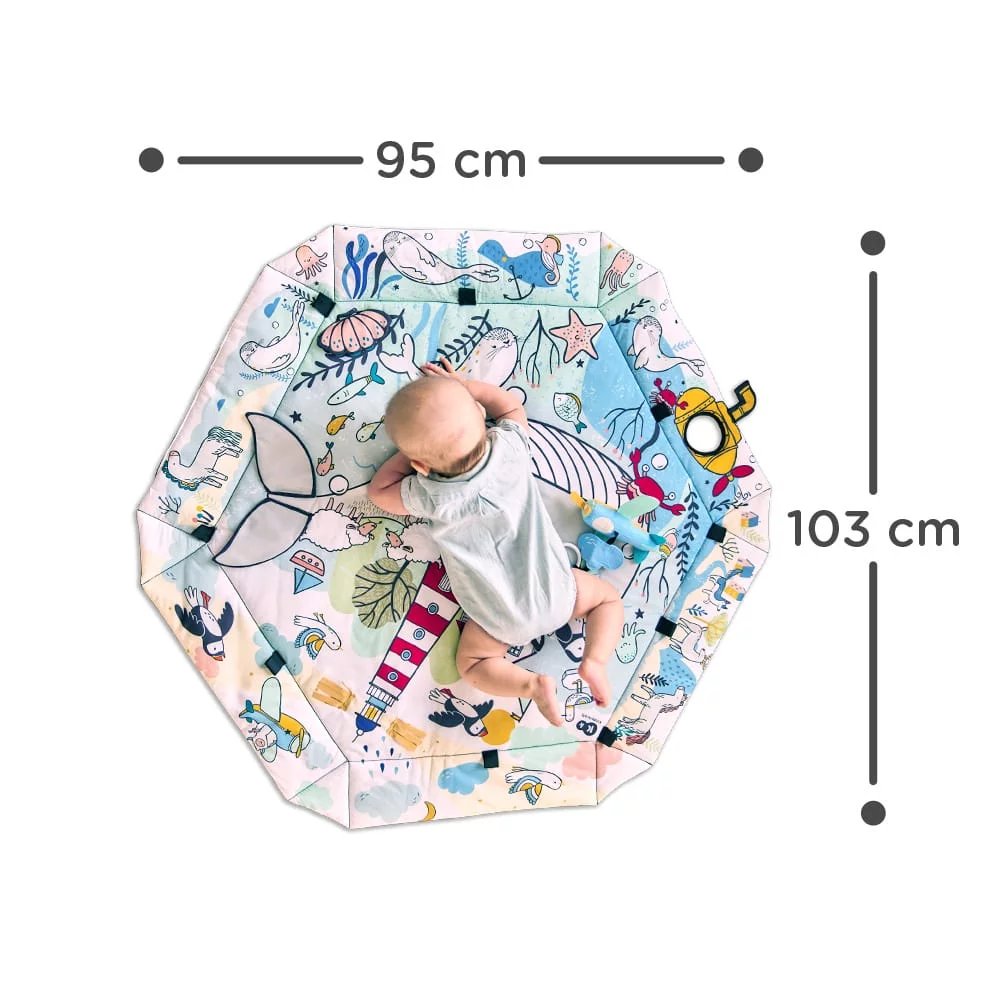 10. Kinderkraft Smartplay Sea playmat with dimensions 95 cm by 103 cm and underwater design