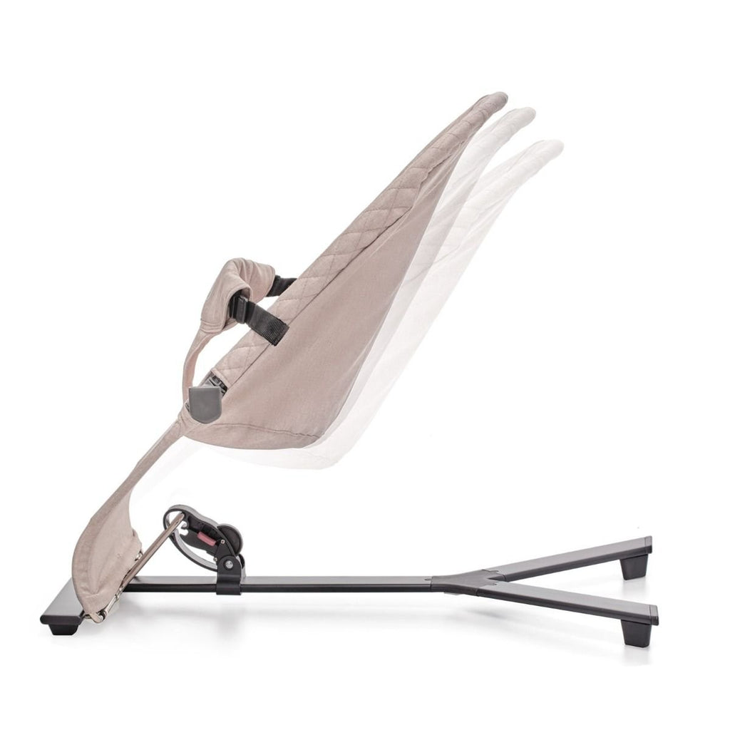 3. Side view of beige Kinderkraft MIMI baby bouncer showing adjustable backrest positions