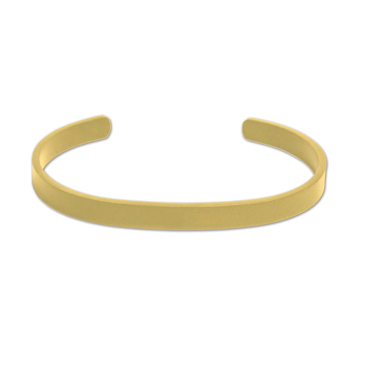 2. Men's matte gold cuff bracelet by Olla, crafted from durable stainless steel, displayed on a white background