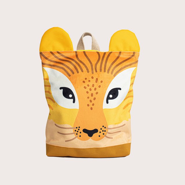 6. Muni kids lion backpack with fun lion face design, front view