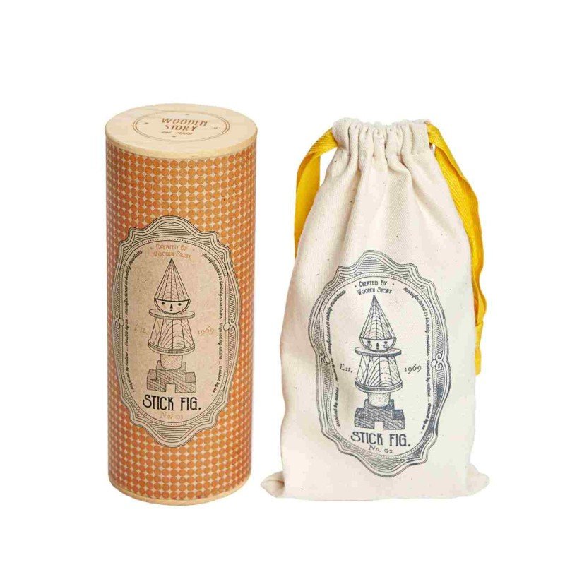 2. Packaging of LALA Stick Figure Puzzle with cylindrical box and drawstring bag