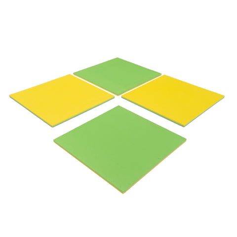 1. Four IGLU foam puzzle mats in spring green and yellow arranged in a square on a white background