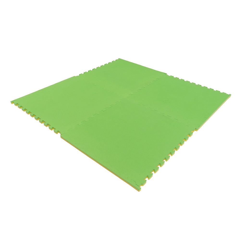 2. Spring green IGLU foam puzzle mat assembled in a square on a white background