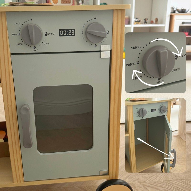 8. Close-up of oven detail on Woopie Green wooden food truck stand