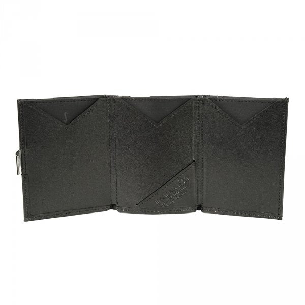 4. Open black EXENTRI wallet showing card slots and interior design