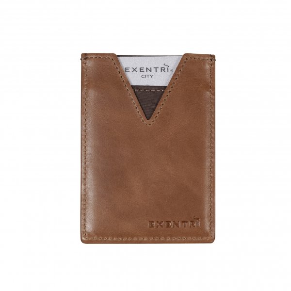 18. Back view of EXENTRI City sand cardholder with logo on white background