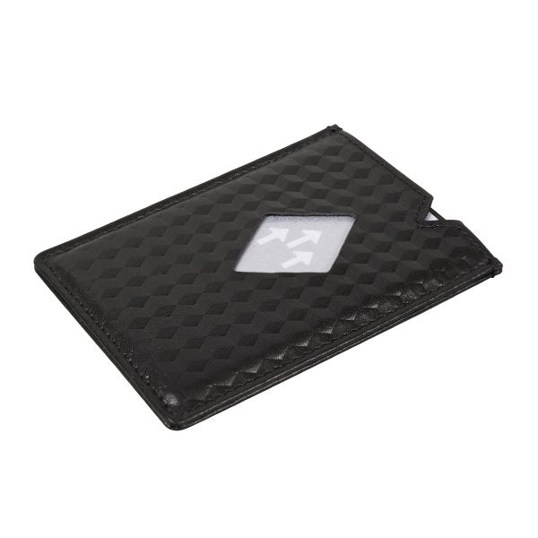 5. EXENTRI City black cardholder with cube pattern shown flat on white background