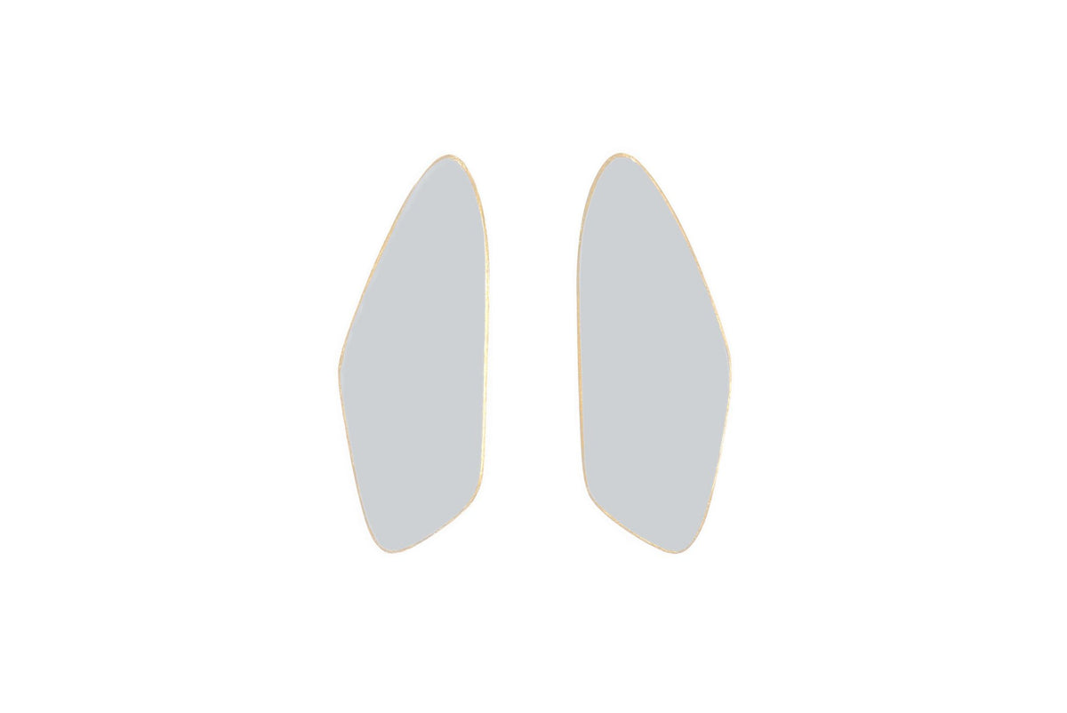 9. Lisa Kroeber Jewellery Leaves Small Earrings in light gray, organic shape design