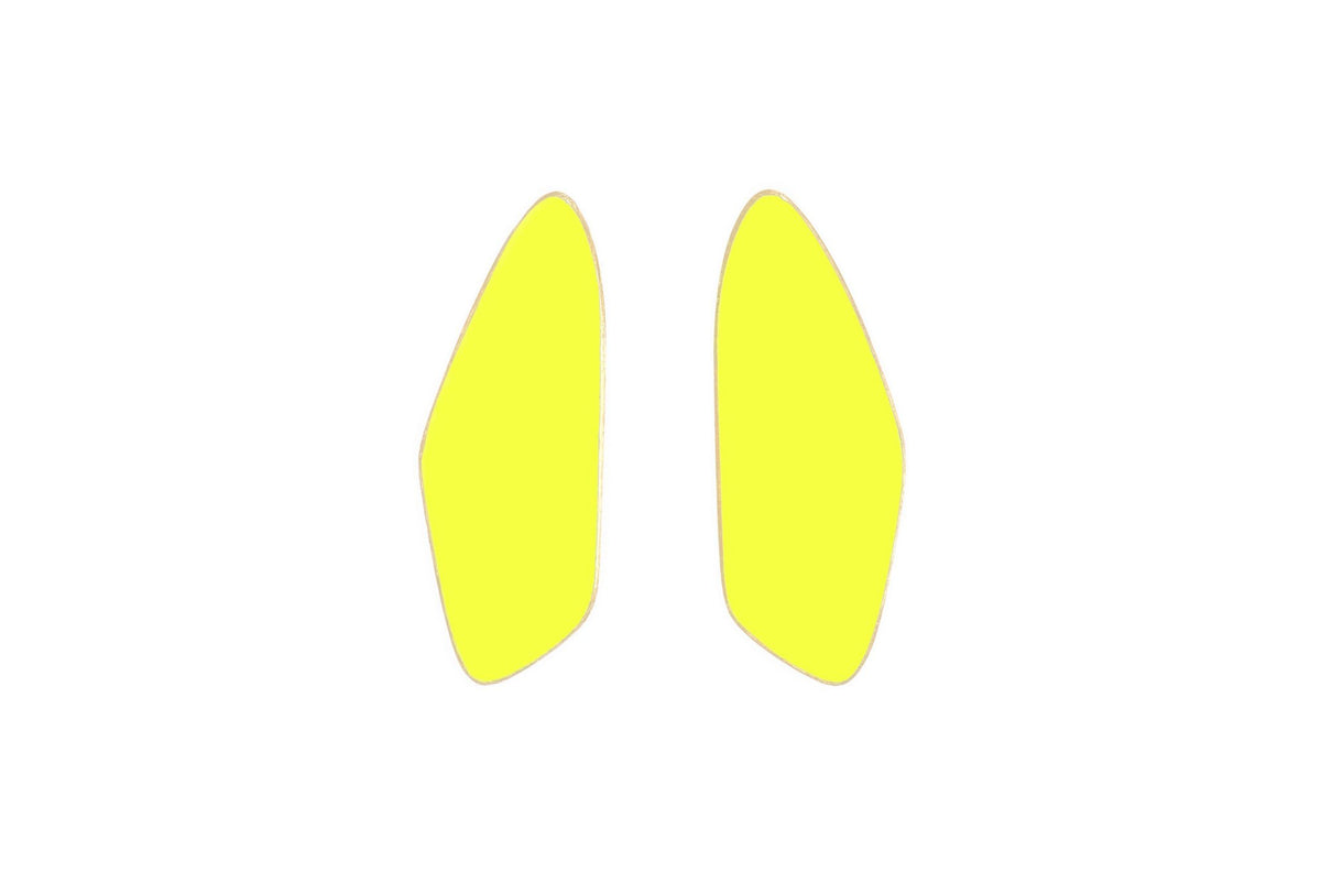 12. Lisa Kroeber Jewellery Leaves Small Earrings in bright yellow, organic shape design