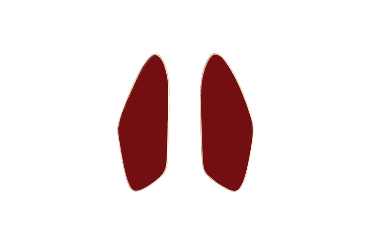 4. Lisa Kroeber Jewellery Leaves Small Earrings in red, organic shape design