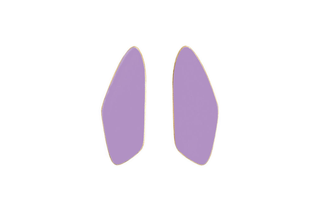 13. Lisa Kroeber Jewellery Leaves Small Earrings in lavender, organic shape design