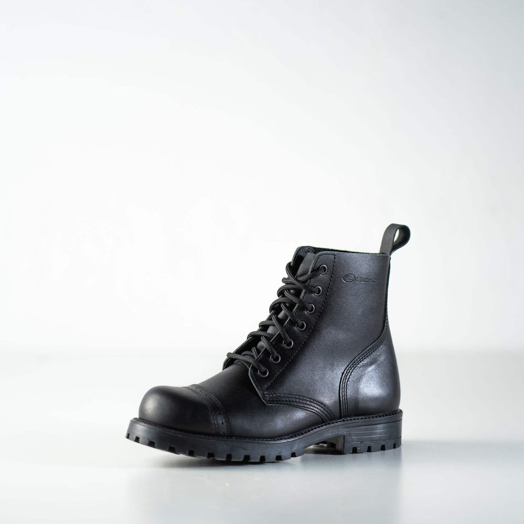 5. Studio shot of Samelin 517 Aviator Boots in black, side view showing lace-up design