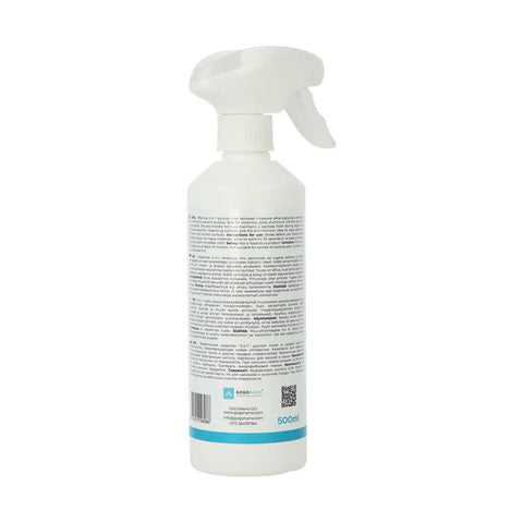 3. Back view of GoGoNano EcoDescaler 500ml bottle with detailed product information and barcode