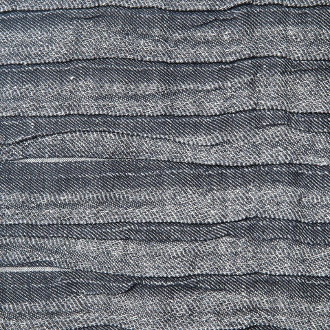 4. Detailed view of black and gray corrugated fabric texture of linen-cotton bedcover
