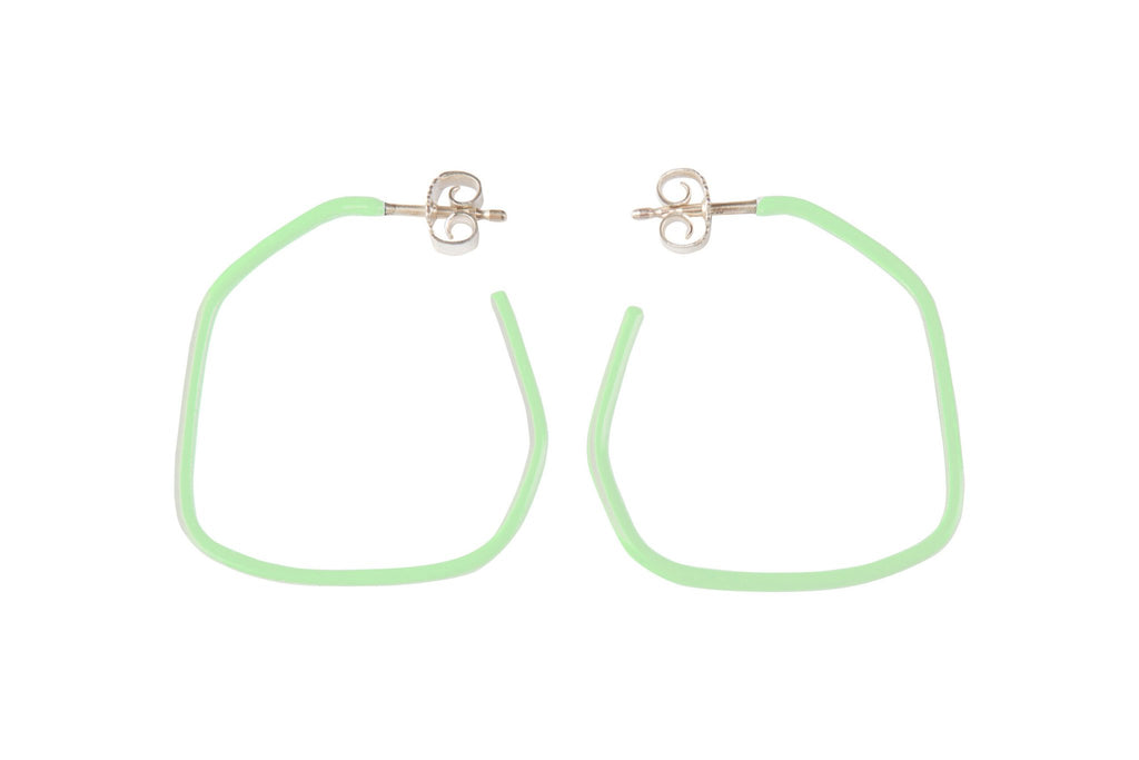 10. Studio image of Lisa Kroeber Jewellery Lines Earrings in light green