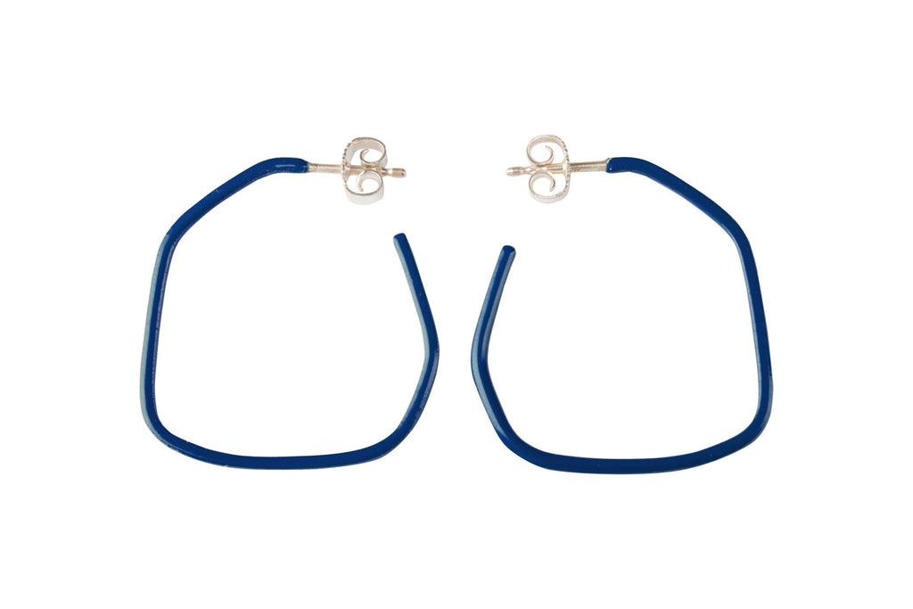 6. Studio image of Lisa Kroeber Jewellery Lines Earrings in blue
