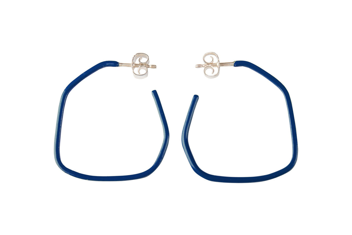 6. Studio image of Lisa Kroeber Jewellery Lines Earrings in blue