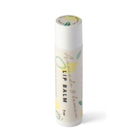 2. BONOBO Avocado & Lemon lip balm in light green tube with citrus design on white background
