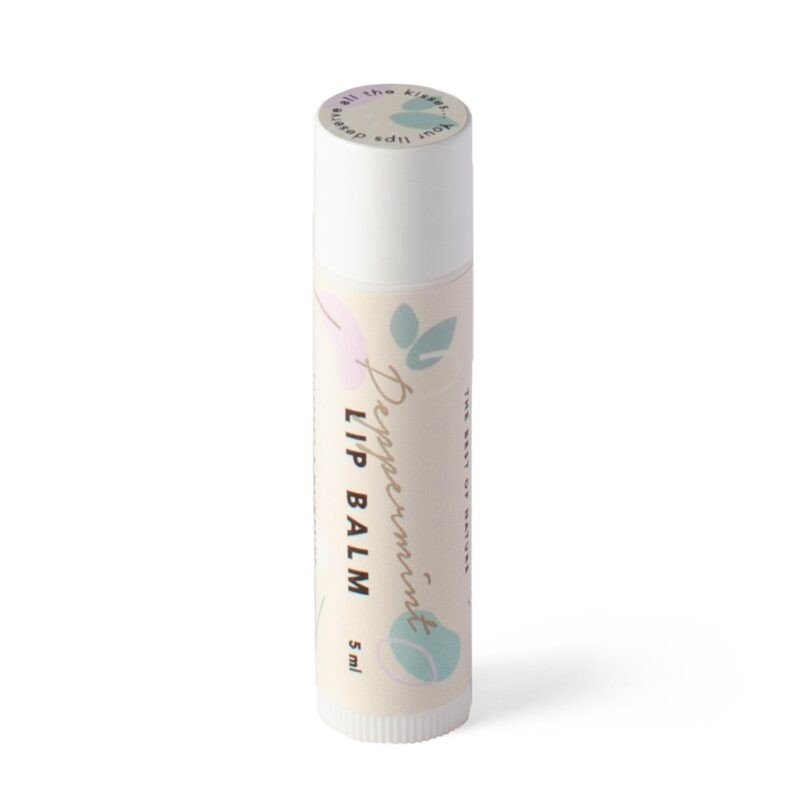 2. BONOBO peppermint lip balm in white tube with pastel design, 5 ml size, shown on a white background