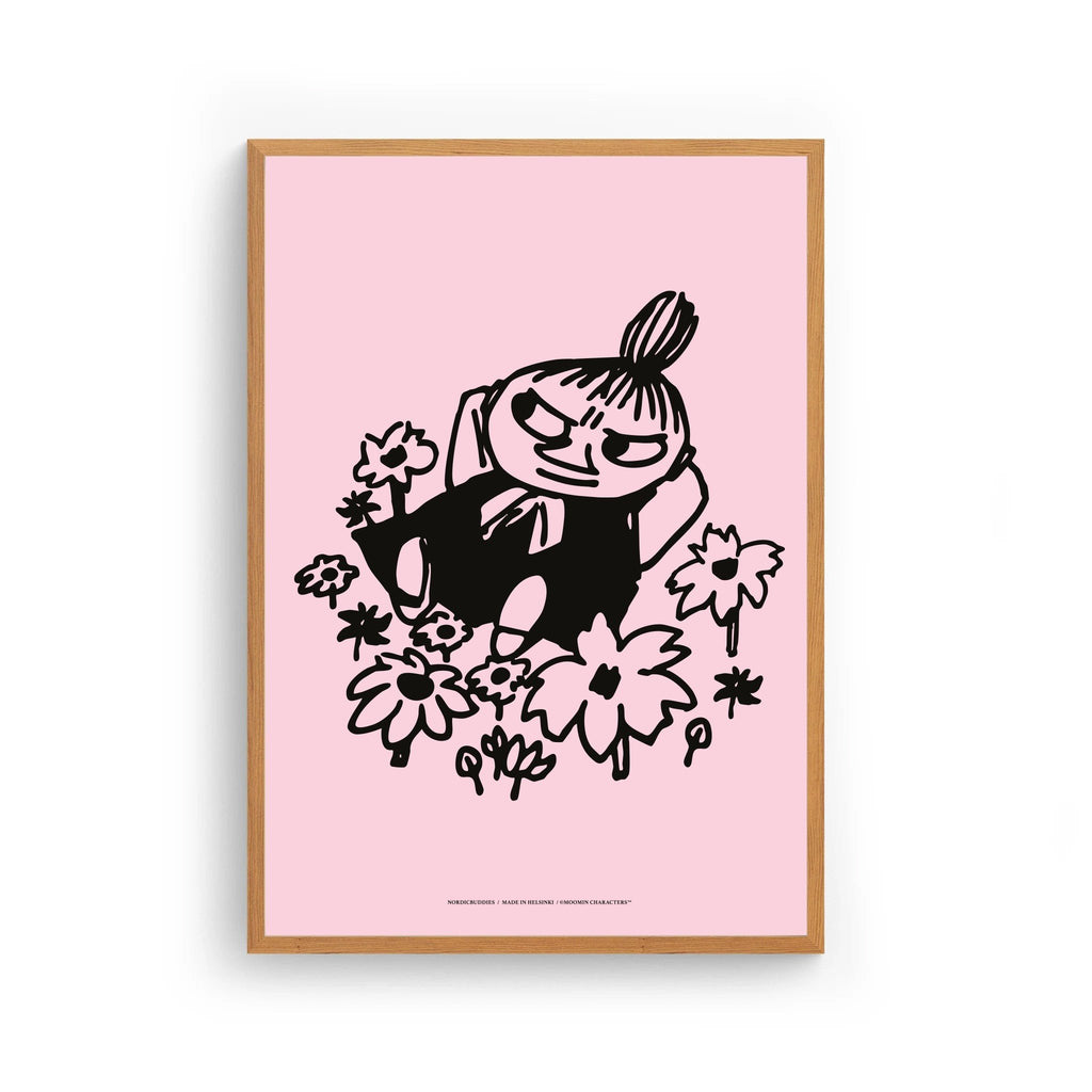 2. Little My poster by Moomin in wooden frame, pink background, 50x70 cm, silk paper