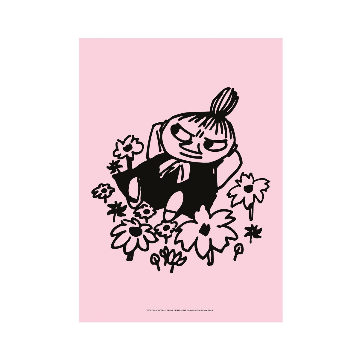 1. Little My poster by Moomin on pink background, 50x70 cm, silk paper, unframed