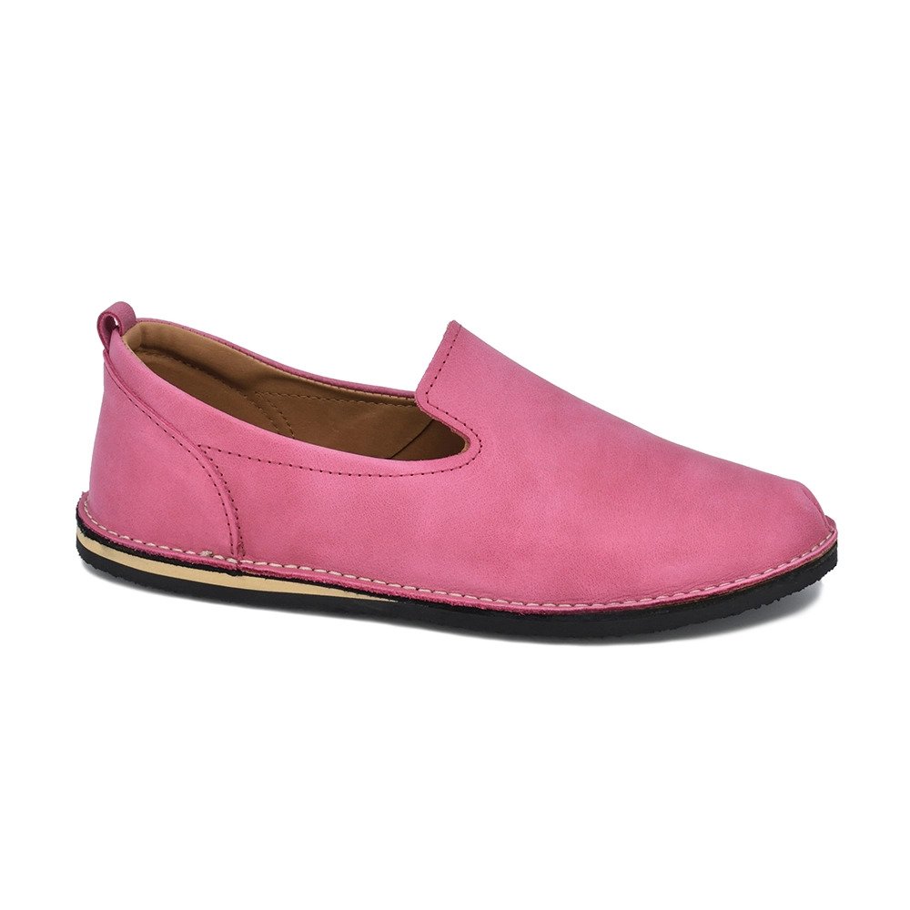 5. Side view of pink TOKU London shoe by Omaking, highlighting leather material and flexible sole