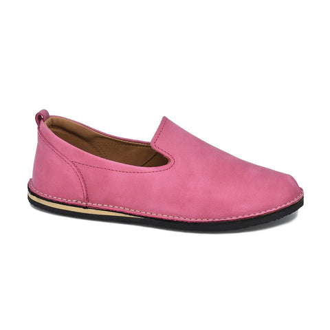 5. Side view of pink TOKU London shoe by Omaking, highlighting leather material and flexible sole