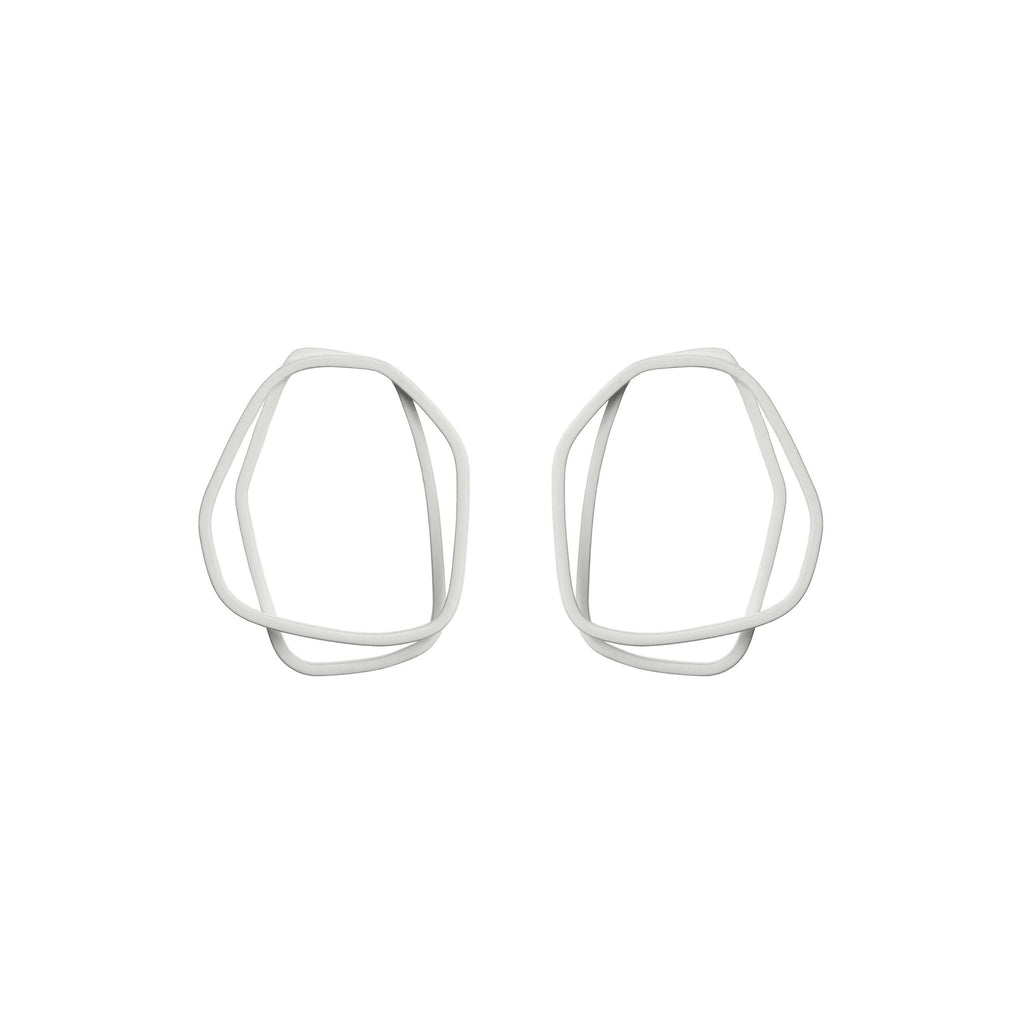 6. Lisa Kroeber Jewellery Loops Earrings in white, organic shape, powder coated brass
