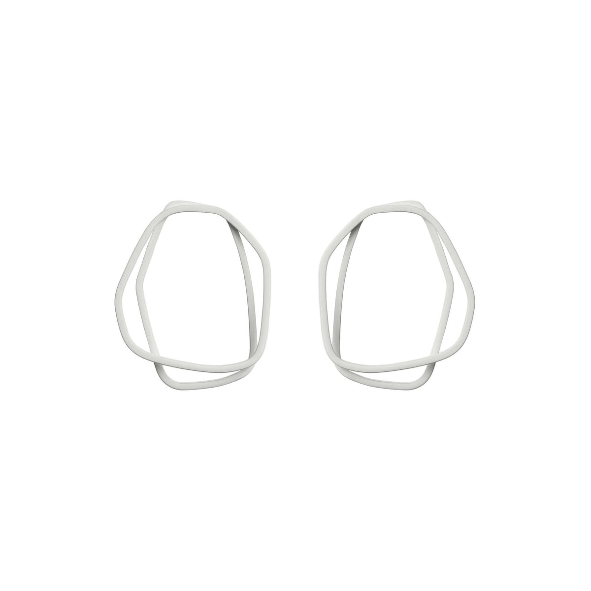 6. Lisa Kroeber Jewellery Loops Earrings in white, organic shape, powder coated brass