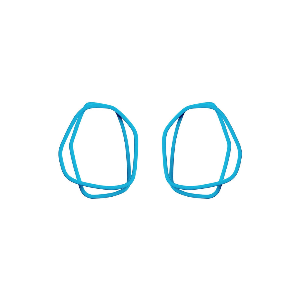 2. Lisa Kroeber Jewellery Loops Earrings in light blue, organic shape, powder coated brass