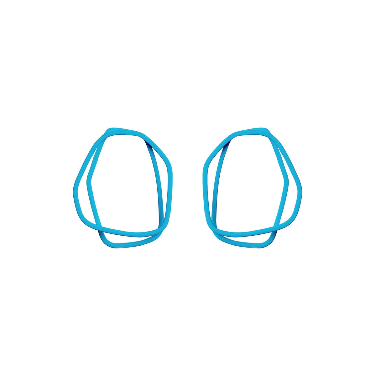 2. Lisa Kroeber Jewellery Loops Earrings in light blue, organic shape, powder coated brass