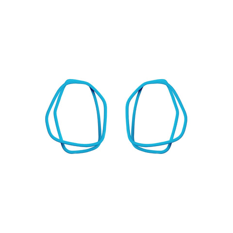 2. Lisa Kroeber Jewellery Loops Earrings in light blue, organic shape, powder coated brass