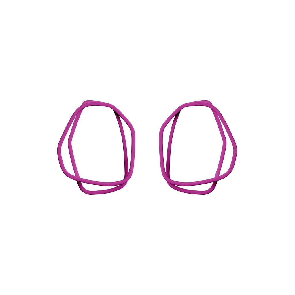 3. Lisa Kroeber Jewellery Loops Earrings in pink, organic shape, powder coated brass