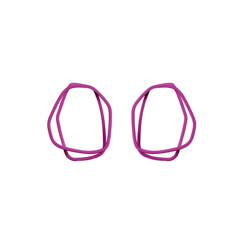 3. Lisa Kroeber Jewellery Loops Earrings in pink, organic shape, powder coated brass