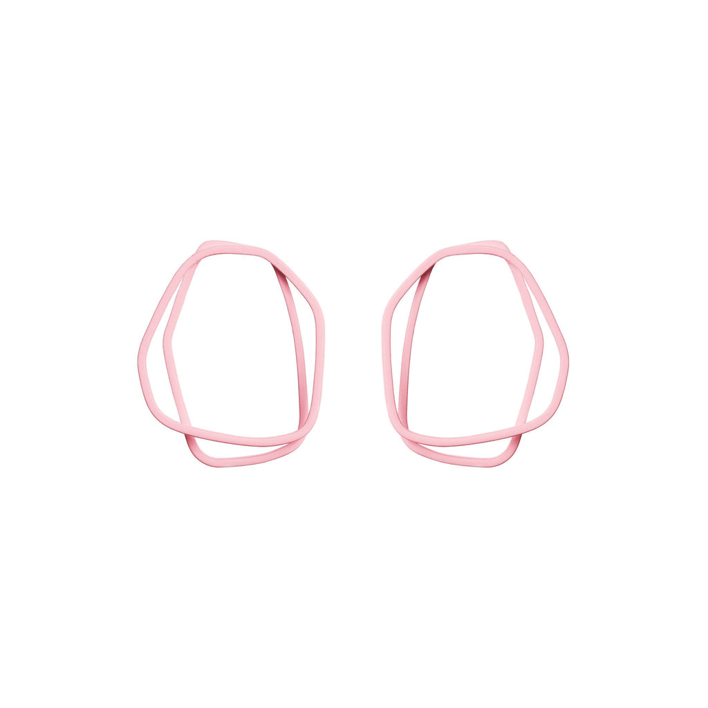 15. Lisa Kroeber Jewellery Loops Earrings in pink, organic shape, powder coated brass
