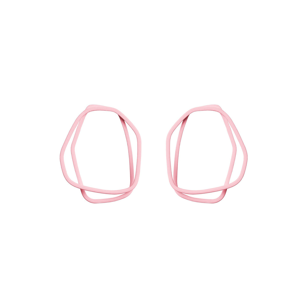 15. Lisa Kroeber Jewellery Loops Earrings in pink, organic shape, powder coated brass