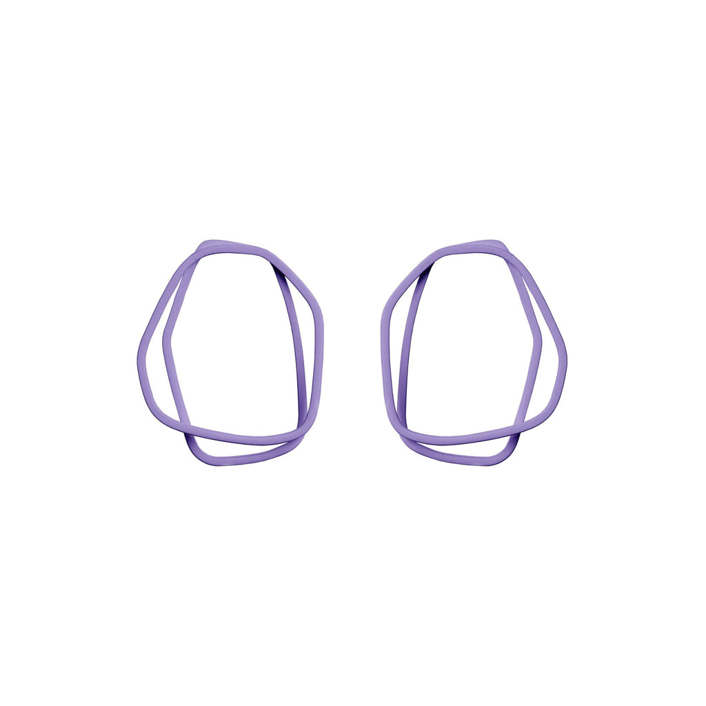 10. Lisa Kroeber Jewellery Loops Earrings in purple, organic shape, powder coated brass