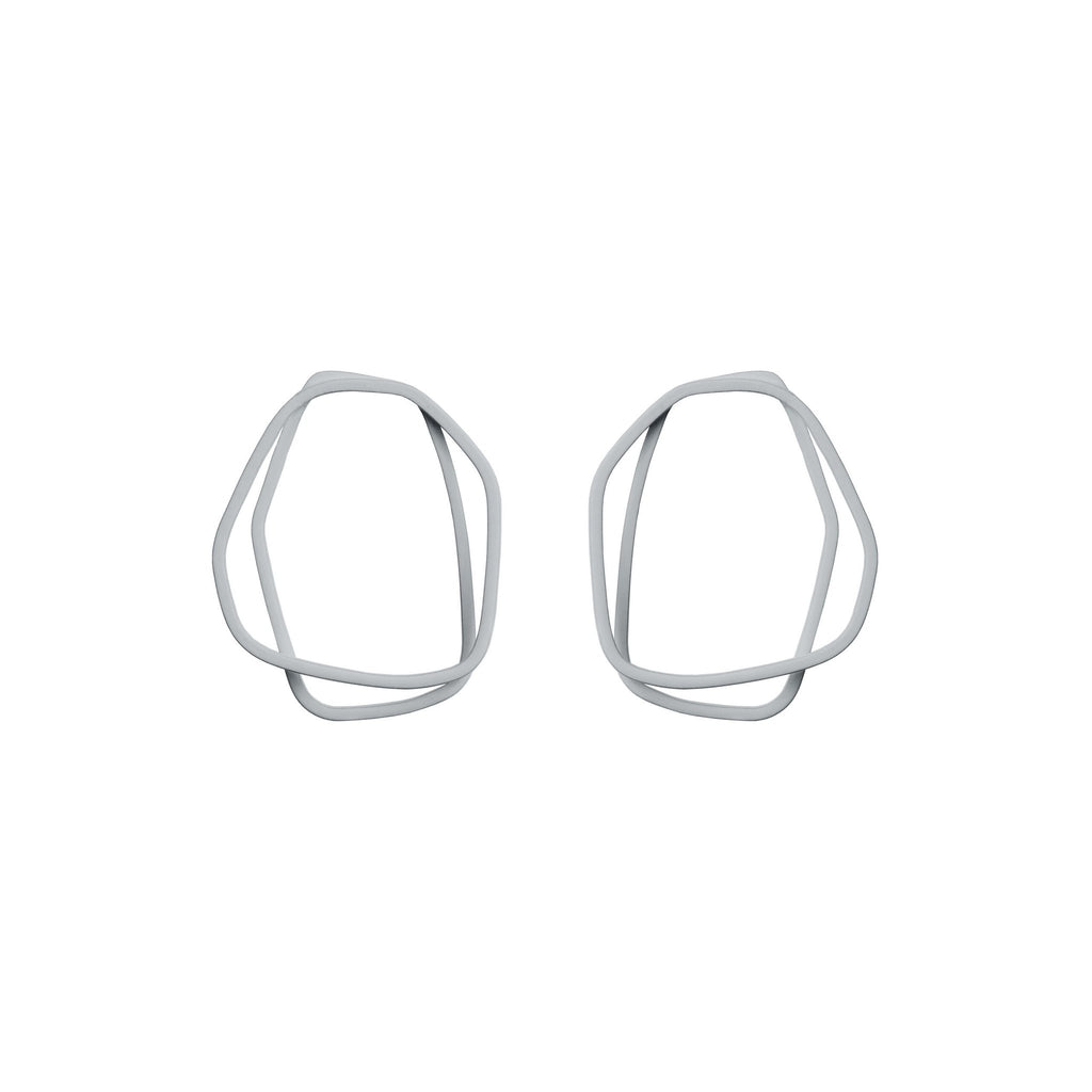 7. Lisa Kroeber Jewellery Loops Earrings in grey, organic shape, powder coated brass