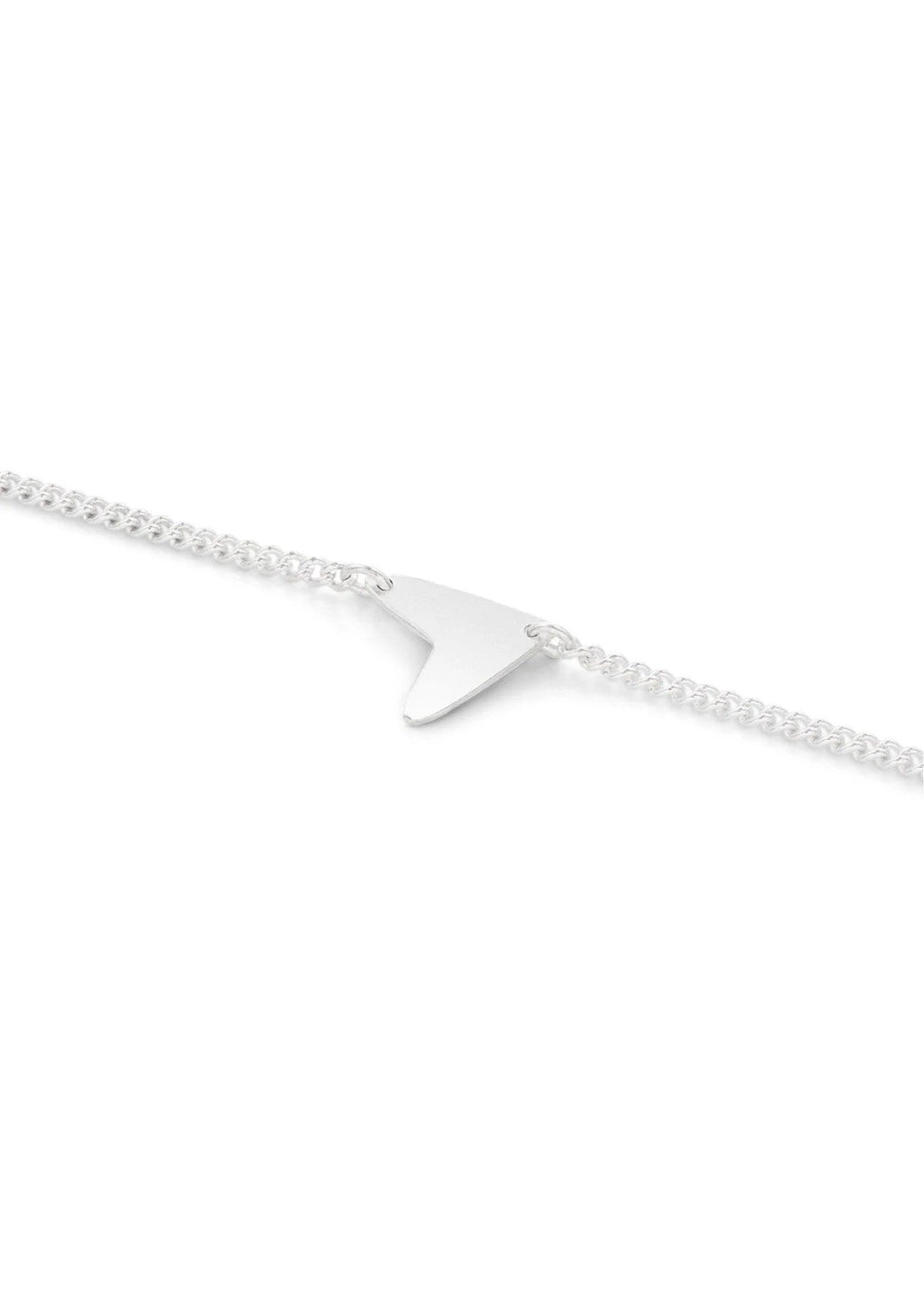 8. Close-up of Love Bracelet in sterling silver, highlighting heart detail and chain design