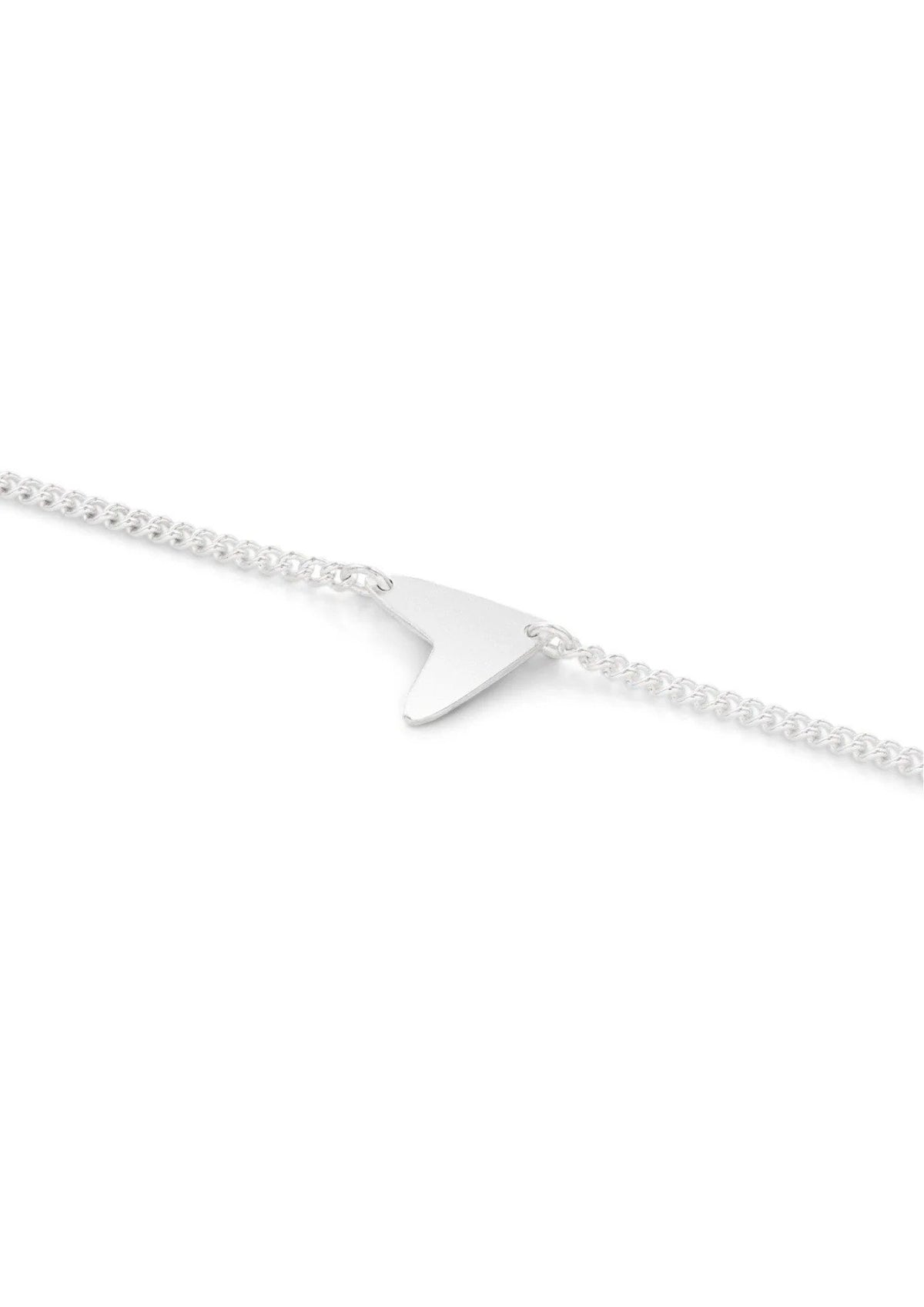 8. Close-up of Love Bracelet in sterling silver, highlighting heart detail and chain design