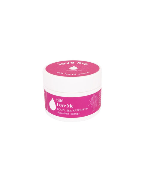 4. Tilk! Love Me Moisturising Hand Cream jar with pink label, featuring mango and lemongrass