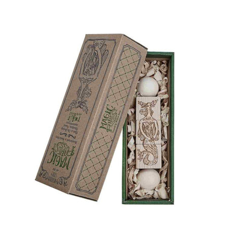 2. Natural wooden spinning puzzle in eco-friendly packaging with engraved design